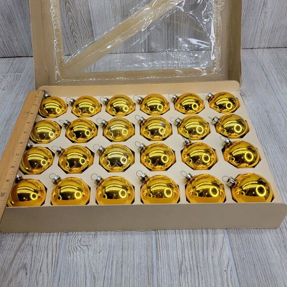 Vintage Gold Woolworth Woolco Glass Ornaments Bulbs 24 original box USA 2.25"‎ - Picture 11 of 11